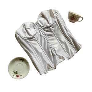 Vintage bustier, white bridal, 34C